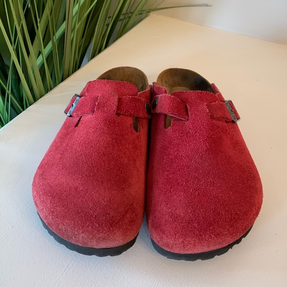 Birkenstock Shoes - Birkenstock Red Boston Clogs Size 36 Soft Foot Bed